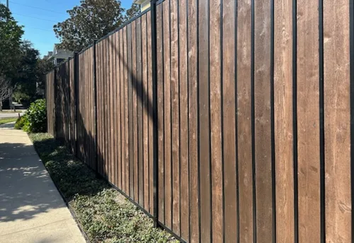 Iron Fence with Wood Pickets cedar fence — Griffin Fence Houston, TX