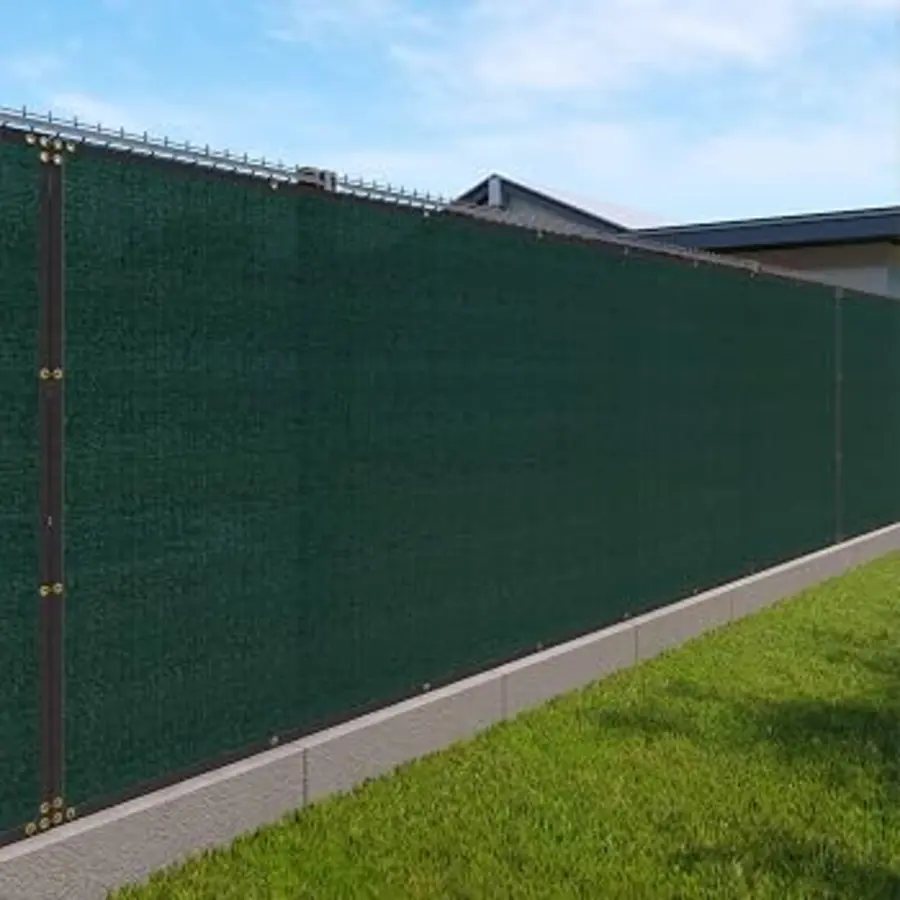 Wind screen on chain link fence Houston sports facility